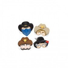 Papiermasken Cowboys, 4 Stück