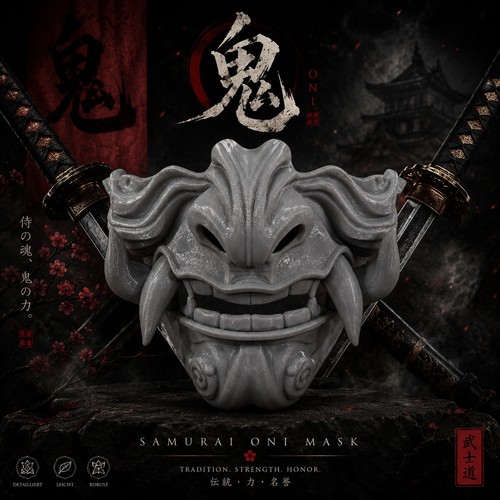 Oni samurai maske aus - maske,