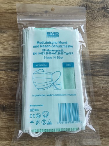 Gesichtsmasken ovp 10er grün - ovp,