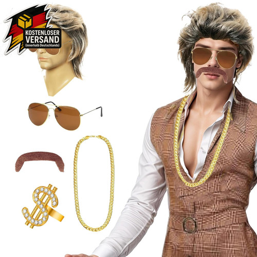 Vokuhila perücke herren set - perücke,
